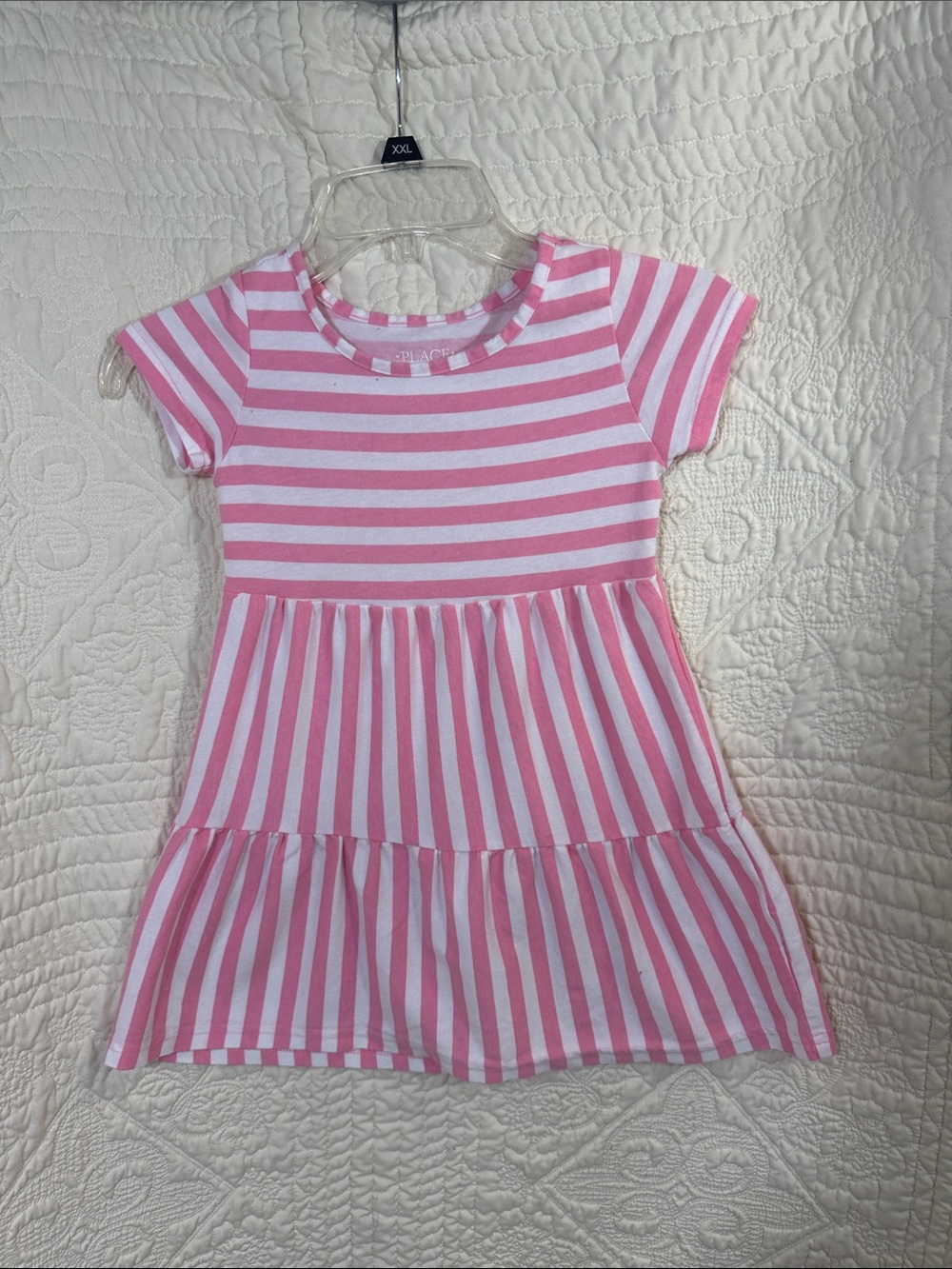 Girls Children’s Place Small (5/6) Pink & White Striped Cotton Dress Spring Cute
